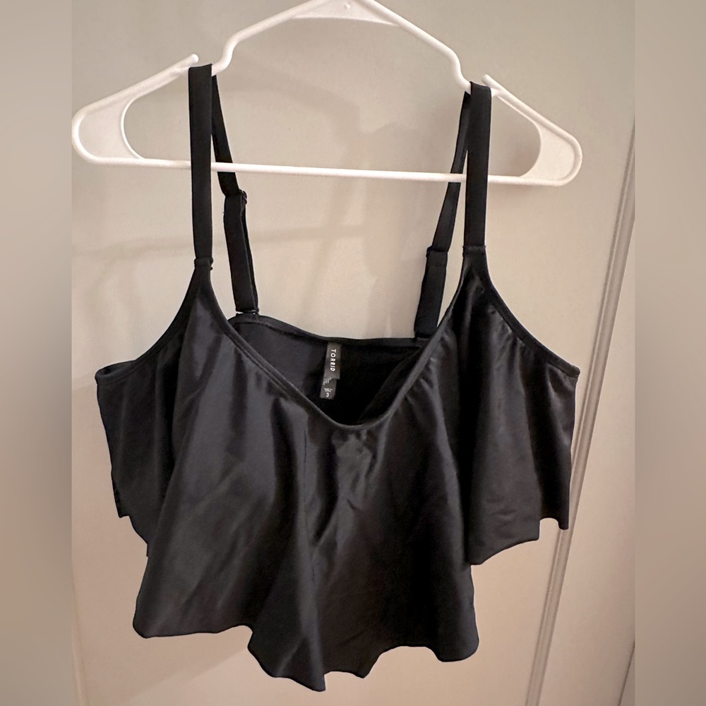 Torrid Size 3 Black Flounce Bikini Top